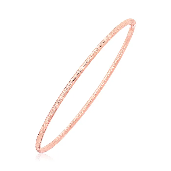 MayaMila Bracelets 14k Rose Gold Thin Textured Stackable Bangle