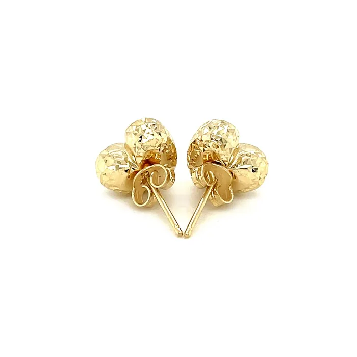 MayaMila Earrings 14k Yellow Gold Puffed Heart Earrings with Diamond Cuts