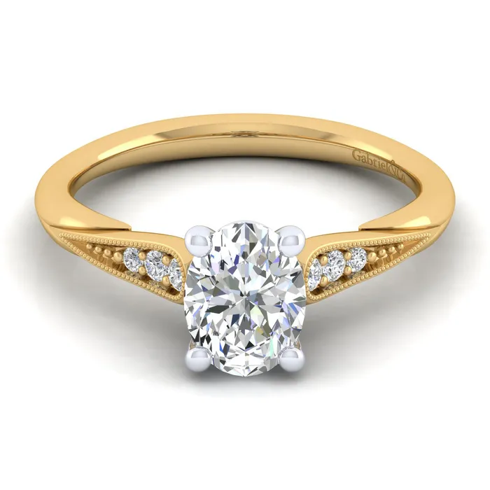 14K WhiteYellow Gold Oval Diamond Engagement Ring Setting Only GABRIEL CO Rings 14K WhiteYellow Gold Oval Diamond Engagement Ring Setting Only GABRIEL CO Rings