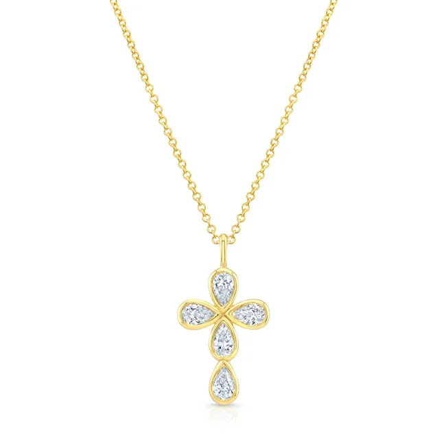 Necklaces RAHAMINOV DIAMONDS INC 18KYG CROSS PENDANT ON 1618 CHAIN