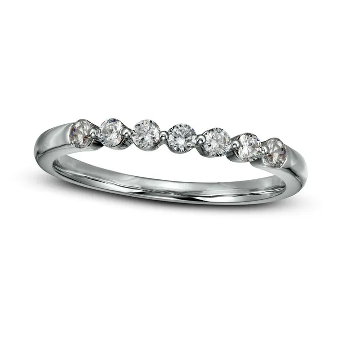 025 CT TW Natural Diamond Seven Stone Anniversary Band in Solid 10K White Gold Goldia Rings 025 CT TW Natural Diamond Seven Stone Anniversary Band in Solid 10K White Gold Goldia Rings
