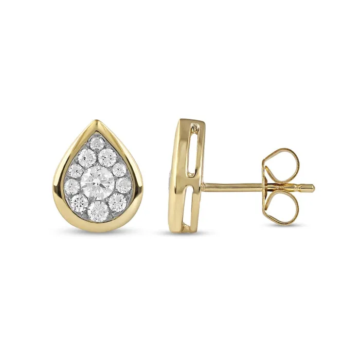 05 CT TW Diamond Teardrop Frame Stud Earrings in 10K Gold Goldia Earrings 05 CT TW Diamond Teardrop Frame Stud Earrings in 10K Gold Goldia Earrings