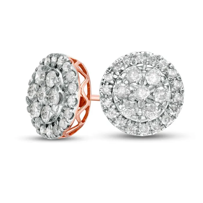 1 CT TW Composite Diamond Frame Stud Earrings in 10K Rose Gold Goldia Earrings 1 CT TW Composite Diamond Frame Stud Earrings in 10K Rose Gold Goldia Earrings