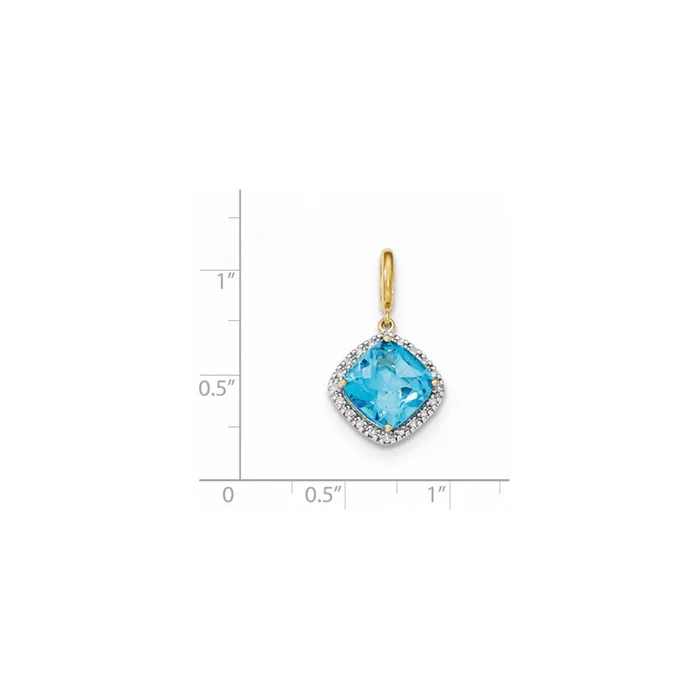 14k Lt Swiss Blue Topaz with Diamond Halo Pendant Goldiacom Necklaces
