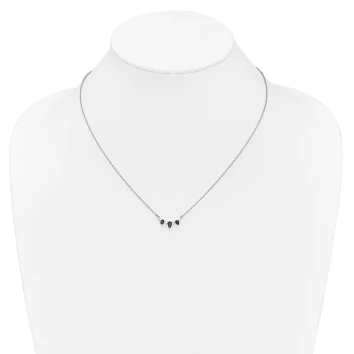 14k White Gold 18 Ct Lab Grown Diamond VSSI G and Created Sapphire 18 inch Necklace Goldia Necklaces