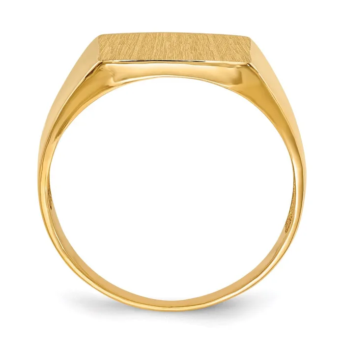 14K Yellow Gold 130x130mm Open Back Mens Signet Ring Goldia Rings