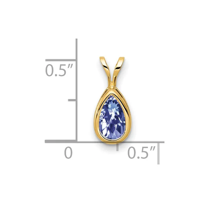 14k Yellow Gold 8x5mm Pear Tanzanite bezel pendant Goldia Necklaces