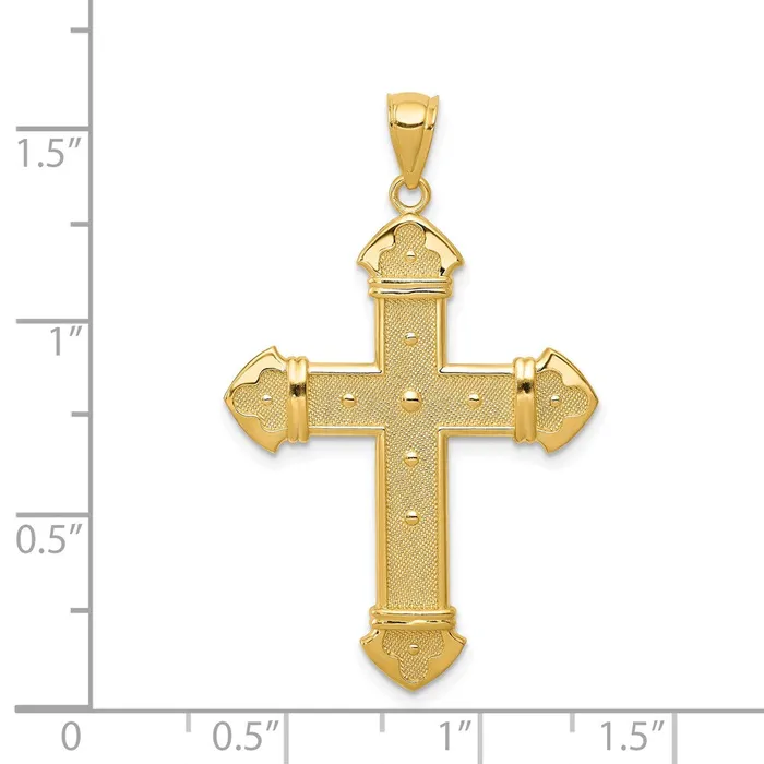 14k Yellow Gold Budded Cross Pendant Goldia Necklaces