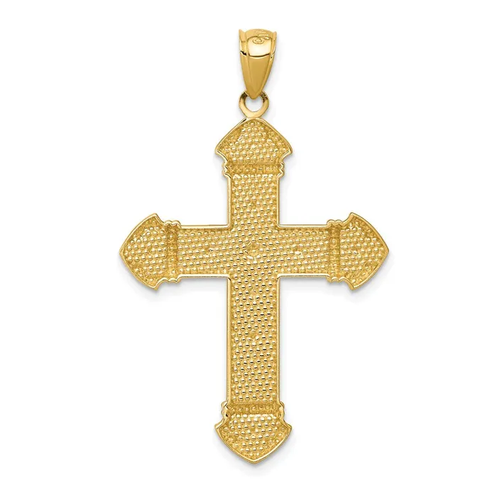 14k Yellow Gold Budded Cross Pendant Goldia Necklaces