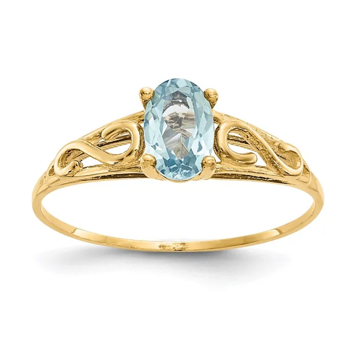 14K Yellow Gold Madi K Synthetic Aquamarine Ring Goldia Rings