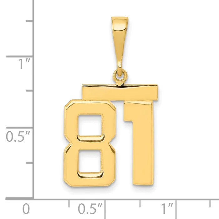 14k Yellow Gold Medium Polished Number 81 Charm Goldia Charm Necklaces