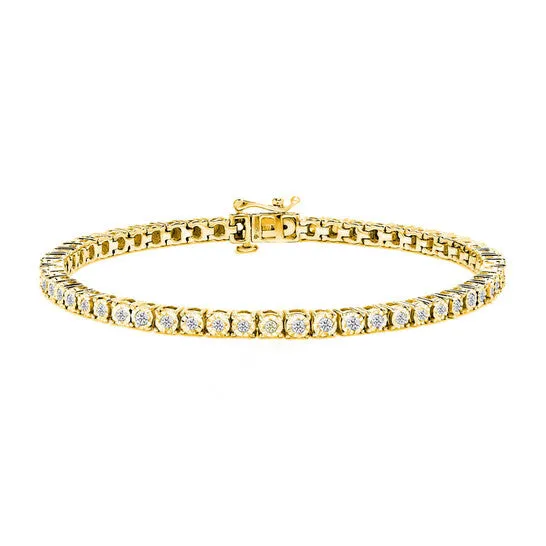 Bracelets JMS always Original 10K Yellow Gold Plated 925 Sterling Silver 10 Cttw MiracleSet Diamond Round Faceted Bezel Tennis Bracelet IJ Color I3 Clarity 10