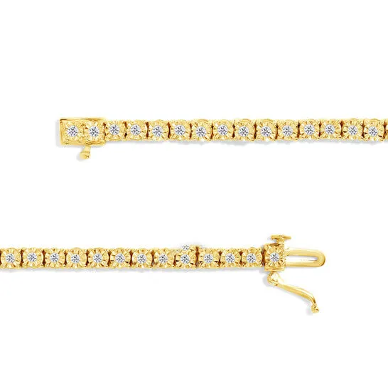 Bracelets JMS always Original 10K Yellow Gold Plated 925 Sterling Silver 10 Cttw MiracleSet Diamond Round Faceted Bezel Tennis Bracelet IJ Color I3 Clarity 10 Bracelets JMS always Original 10K Yellow Gold Plated 925 Sterling Silver 10 Cttw MiracleSet Diamond Round Faceted Bezel Tennis Bracelet IJ Color I3 Clarity 10