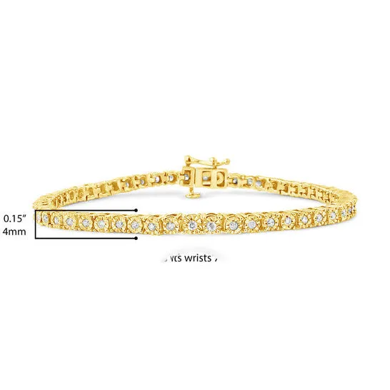 Bracelets JMS always Original 10K Yellow Gold Plated 925 Sterling Silver 10 Cttw MiracleSet Diamond Round Faceted Bezel Tennis Bracelet IJ Color I3 Clarity 10 Bracelets JMS always Original 10K Yellow Gold Plated 925 Sterling Silver 10 Cttw MiracleSet Diamond Round Faceted Bezel Tennis Bracelet IJ Color I3 Clarity 10