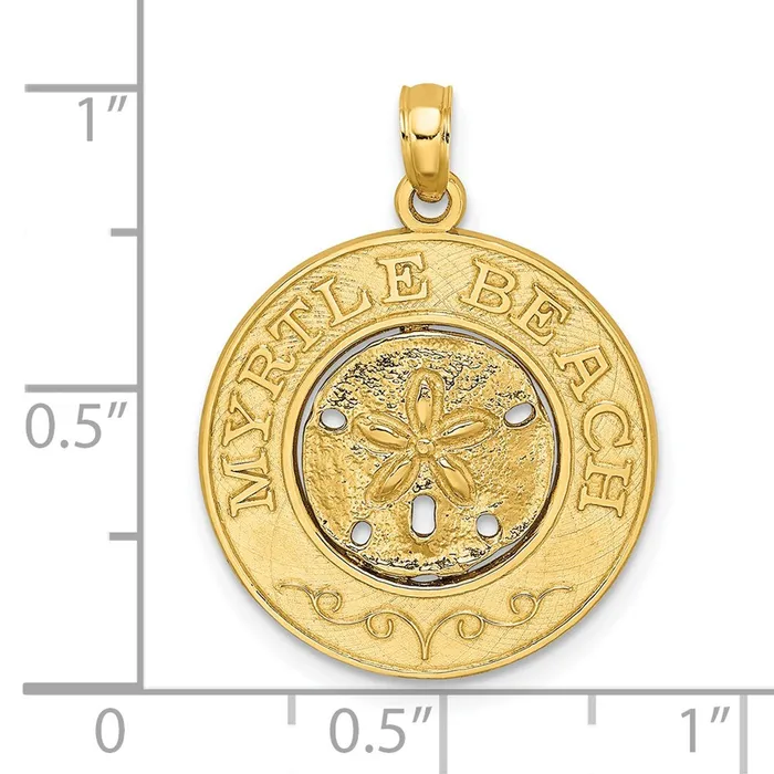 Charm Necklaces 14k Yellow Gold MYRTLE BEACH wSand Dollar Circle Charm Goldia