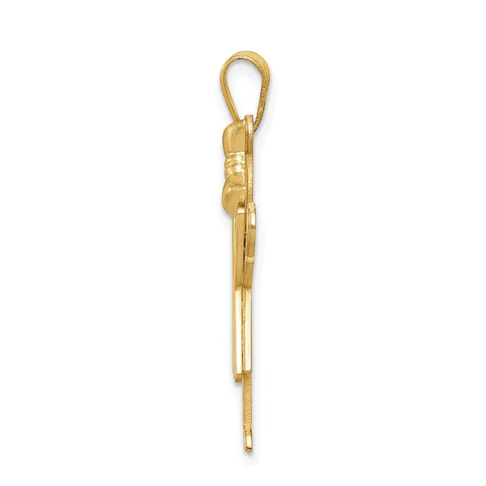 Charm Necklaces Goldia 14k Yellow Gold Solid Engravable Girl with Bow on Right Charm
