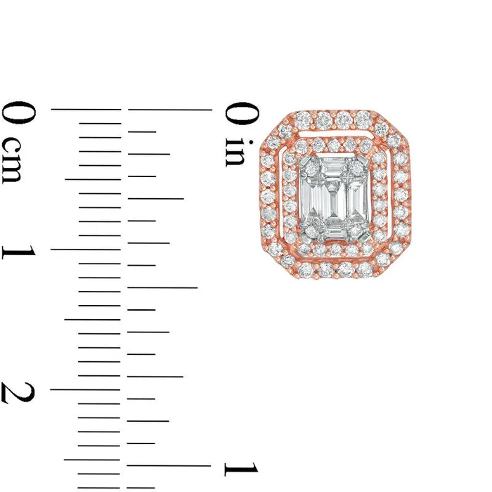 Earrings Goldia 075 CT TW Composite Diamond Double Octagonal Frame Stud Earrings in 10K Rose Gold Earrings Goldia 075 CT TW Composite Diamond Double Octagonal Frame Stud Earrings in 10K Rose Gold