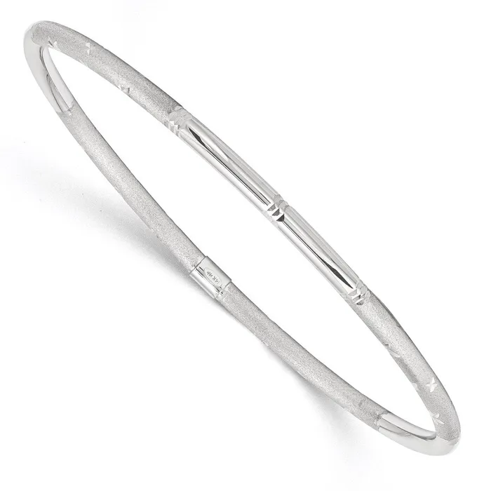Earrings Goldia 14k White Gold Polished Satin DC Slip on Bangle