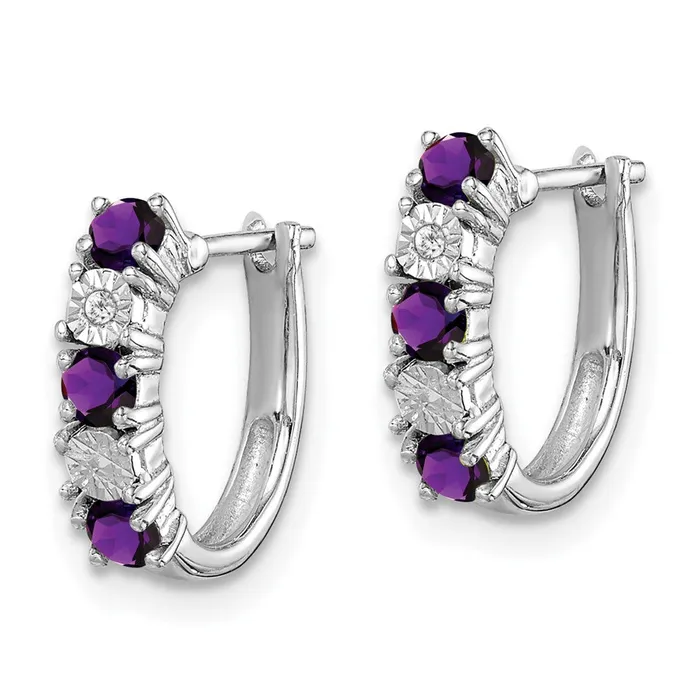 Earrings Goldia Sterling Silver Rhodiumplated Amethyst and Diamond Earrings