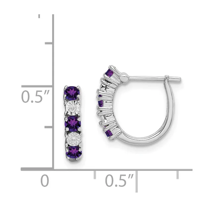 Earrings Goldia Sterling Silver Rhodiumplated Amethyst and Diamond Earrings