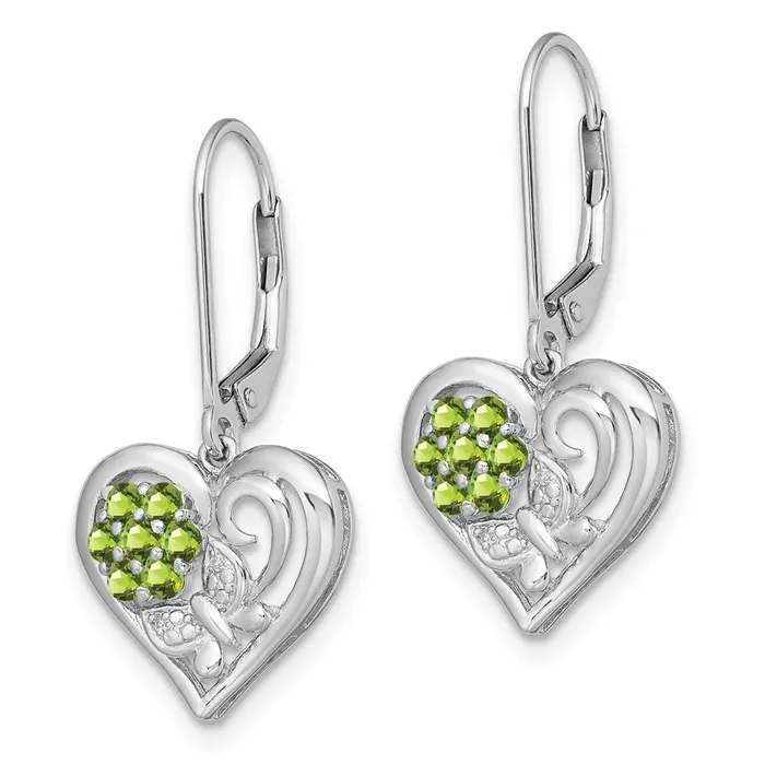 Earrings Goldia Sterling Silver Rhodiumplated Peridot Diamond Earrings