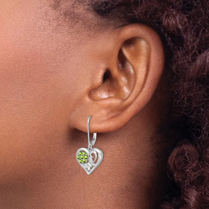 Earrings Goldia Sterling Silver Rhodiumplated Peridot Diamond Earrings