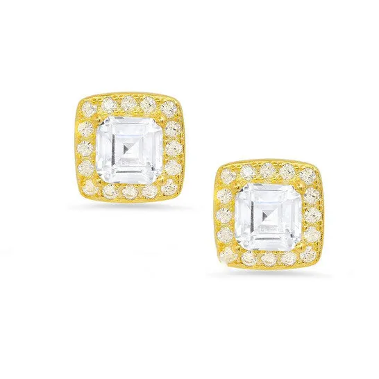 Earrings JMS always Original Kylie Harper 14k Gold Over Silver Asschercut Cubic Zirconia CZ Halo Stud Earrings Earrings JMS always Original Kylie Harper 14k Gold Over Silver Asschercut Cubic Zirconia CZ Halo Stud Earrings