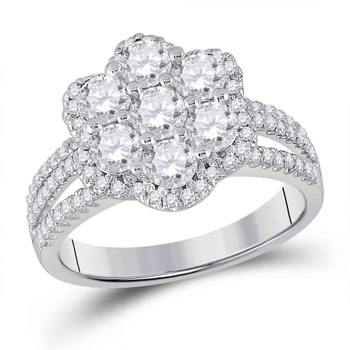 gndatlanta 14k White Gold Round Diamond Cluster Bridal Engagement Ring 134 Cttw Rings