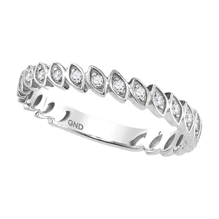 gndatlanta 14k White Gold Round Diamond Vintage Stackable Band Ring 110 Cttw Rings