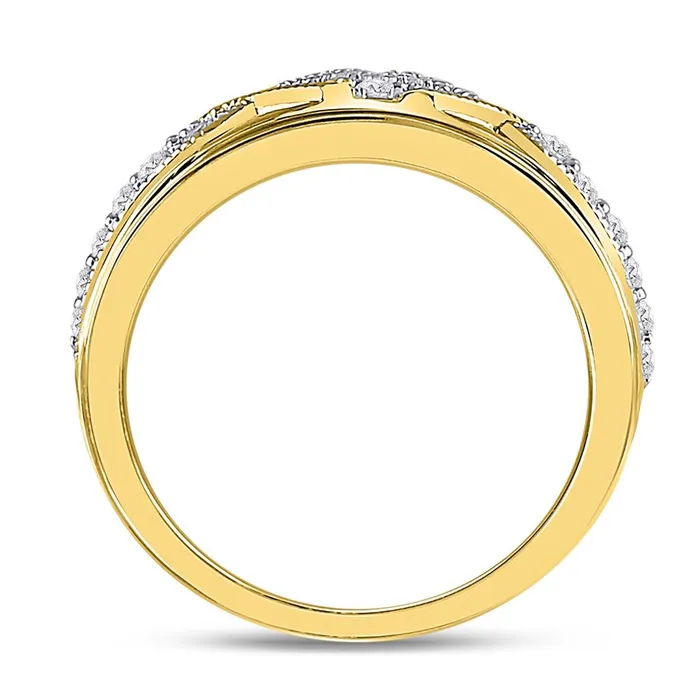 gndatlanta 14k Yellow Gold Round Diamond Milgrain Wedding Band Ring 12 Cttw Rings