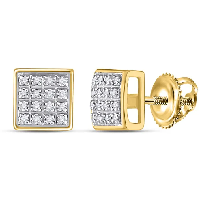 gndatlanta Earrings 10k Yellow Gold Round Diamond Square Cluster Earrings 110 Cttw gndatlanta Earrings 10k Yellow Gold Round Diamond Square Cluster Earrings 110 Cttw