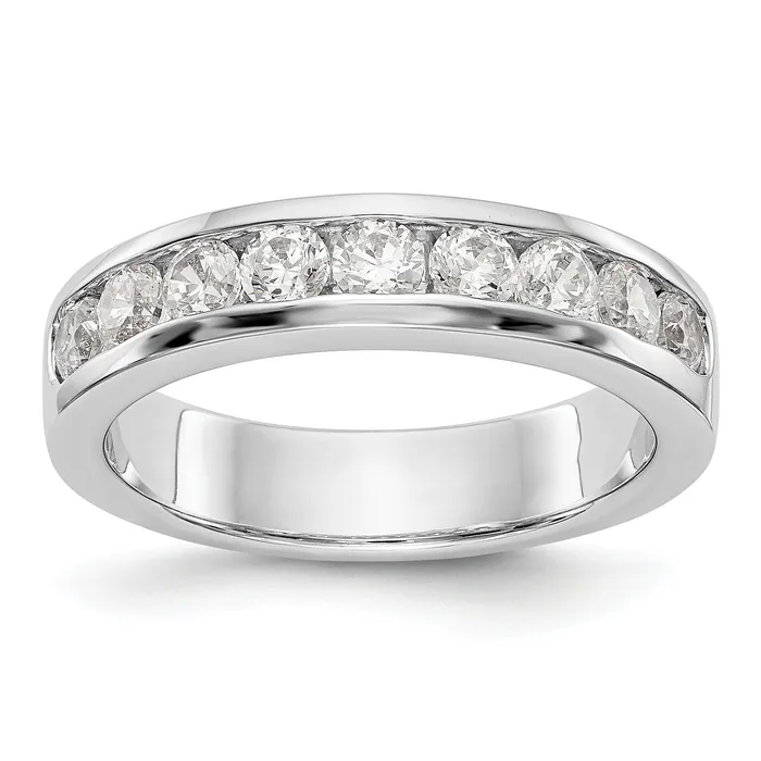 Goldia 084ct CZ Solid Real 14K White Gold 9Stone Channel Wedding Band Ring Rings