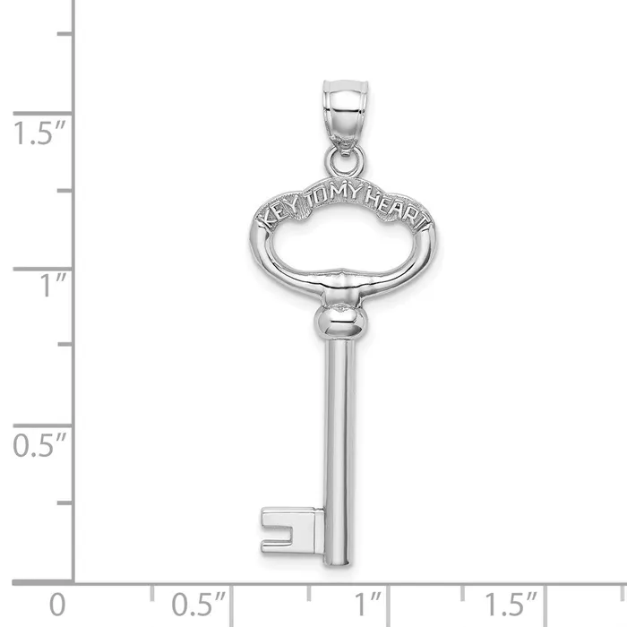 Goldia 14k White Gold 3D KEY TO MY HEART Key Charm Charm Necklaces