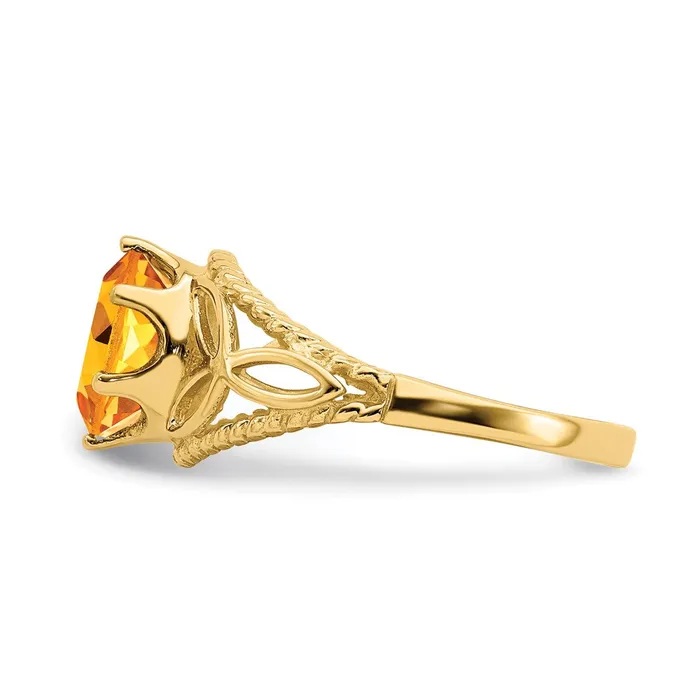 Goldia 14K Yellow Gold 8x6mm Oval Citrine Checker ring Rings