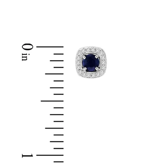 Goldia 40mm Blue Sapphire and 013 CT TW Diamond Frame Stud Earrings in 14K White Gold Earrings Goldia 40mm Blue Sapphire and 013 CT TW Diamond Frame Stud Earrings in 14K White Gold Earrings
