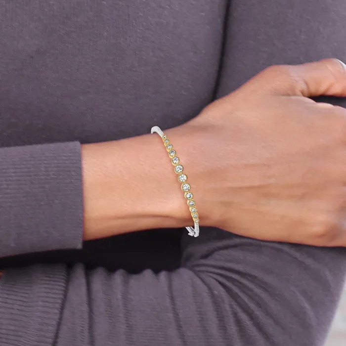 Goldia Bracelets 14K TwoTone Lab Grown Diamond VSSI FGH Bangle Bracelet