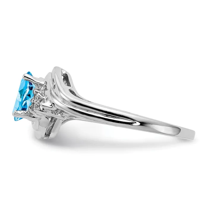 goldiaca Rings 14k White Gold 7x5mm Oval Blue Topaz Checker VS Real Diamond ring