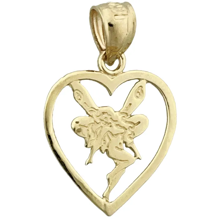 Goldia Charm Necklaces 14K Gold Tinkerbell In Heart Charm