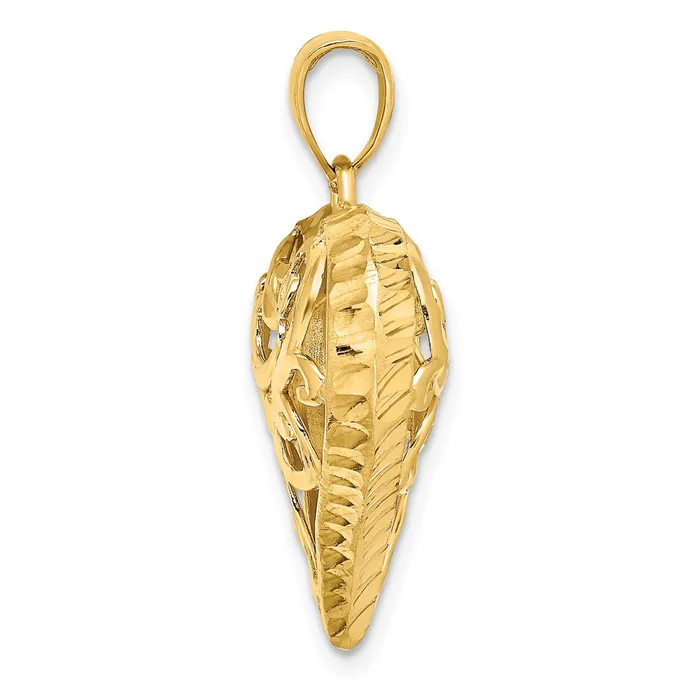 Goldia Charm Necklaces 14k Yellow Gold 3D Diamondcut Filigree Puffed Heart Charm