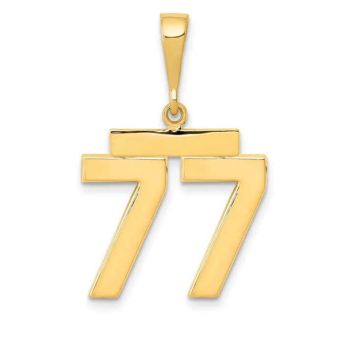 Goldia Charm Necklaces 14k Yellow Gold Medium Polished Number 77 Charm