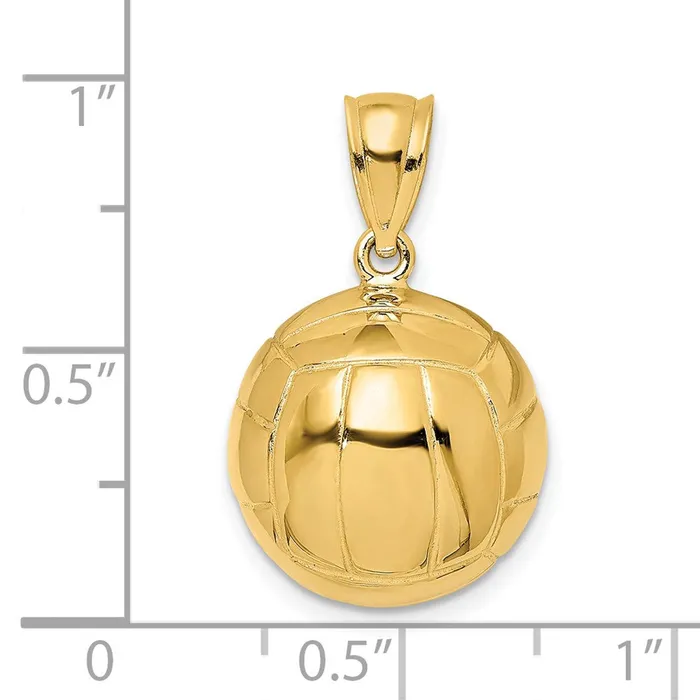 Goldia Charm Necklaces 14k Yellow Gold Polished 3D Volleyball Charm