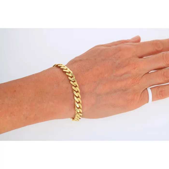 Goldiacom Bracelets 14k Yellow Gold Royal Monaco Miami Cuban Link 13mm Chain Bracelet Box Clasp 85
