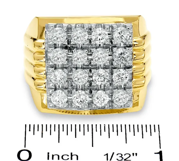 Goldiacom Mens 2 CT TW Diamond Fashion Ring in 14K Yellow Gold BRAND NEW Rings