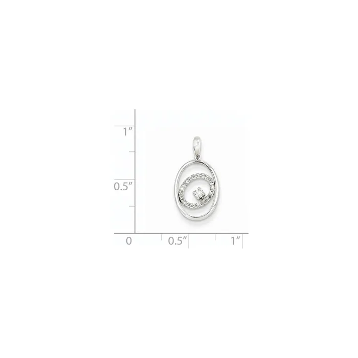 Goldiacom Necklaces 14K White Gold Diamond Oval Pendant