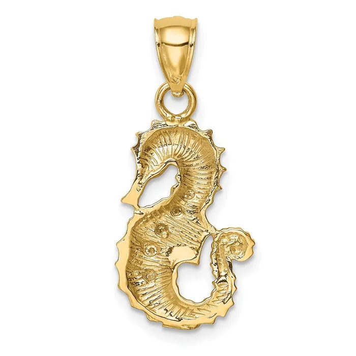 Goldiacom Necklaces Genuine Diamond Seahorse Pendant in 14K Yellow Gold