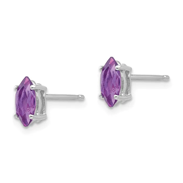 Goldia Earrings 14k White Gold 7x35mm Marquise Amethyst Earrings