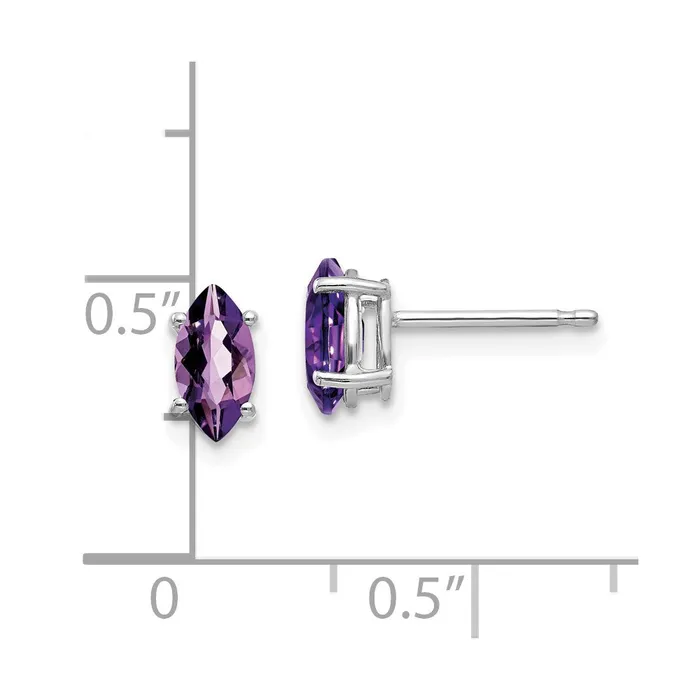 Goldia Earrings 14k White Gold 7x35mm Marquise Amethyst Earrings
