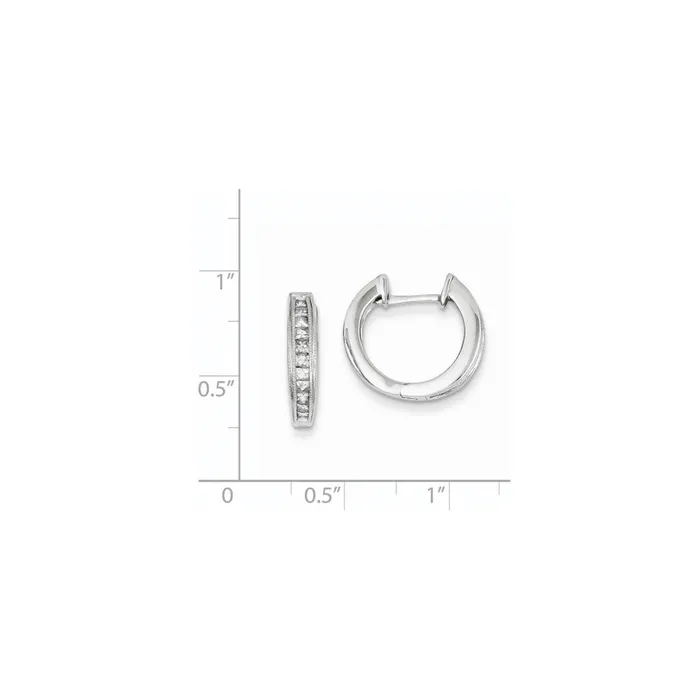 Goldia Earrings 14k White Gold Real Diamond Complete Hinged Hoop Earrings