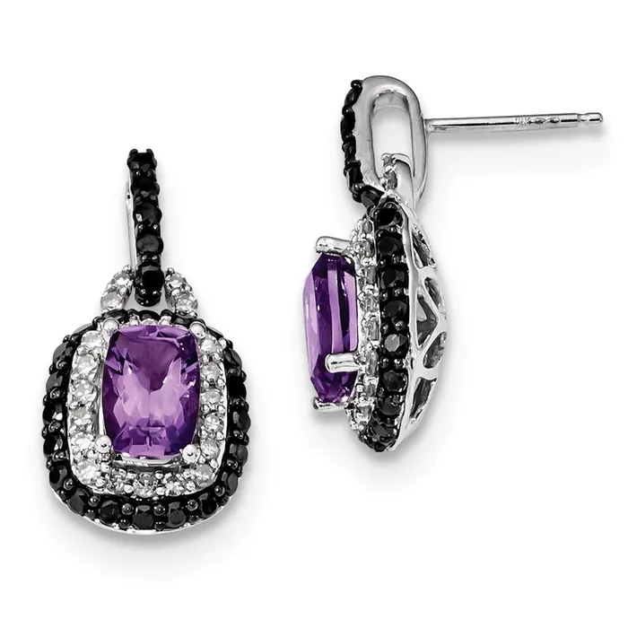 Goldia Earrings 14k White Gold White u0026 Black Real Diamond Amethyst Post Earrings Goldia Earrings 14k White Gold White u0026 Black Real Diamond Amethyst Post Earrings