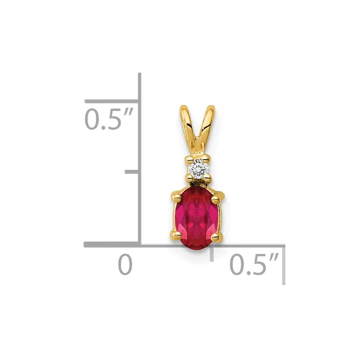Goldia Necklaces 14k 6x4mm Oval Ruby Natural Diamond Pendant